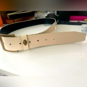 Kurt Geiger M/L London Cream Genuine Leather white belt new wide selkie